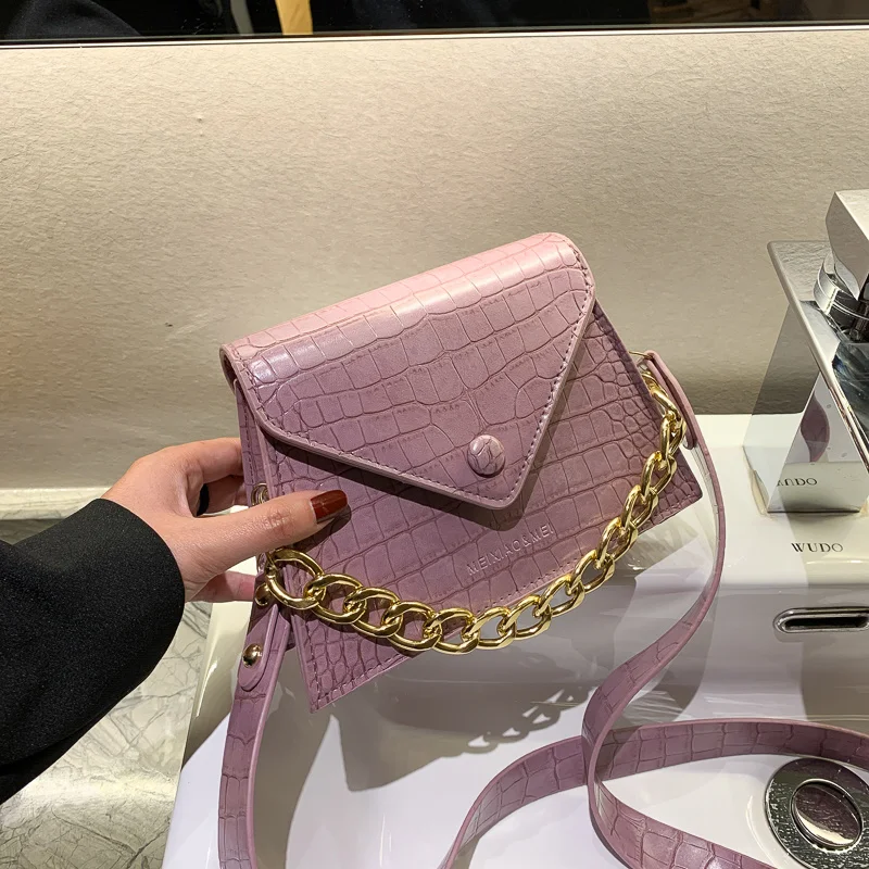

Lady Retro Handbag Purses Women PU Leather Crocodile Pattern Chains Shoulder Bags Wild Simple Female Daily Flap Crossbody Bag
