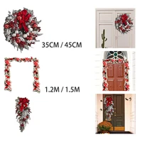 artificial christmas wreath red berry clusters garland swag snowflake for front door home thanksgiving day holiday decoration