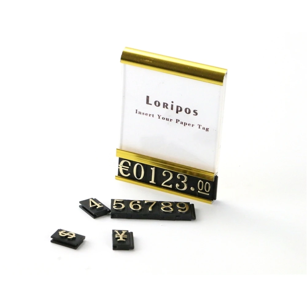 Wall Metal Tag Frame Watch Jewelry Price Card Display Number Currency Cube Holder Desk Sign Shelf Mounted Label Case | Дом и сад