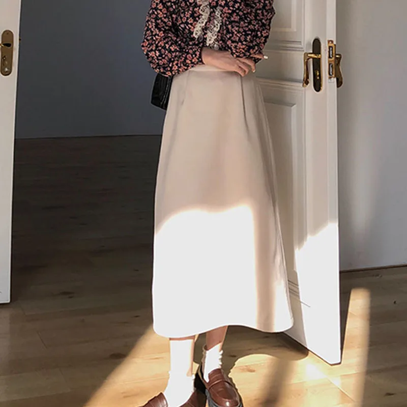 

Women Skirts 2020 New Fashion Autumn Winter Solid Colors Woolen Blended Cotton Skirt Female Korean Simple Wild Warm Clothes