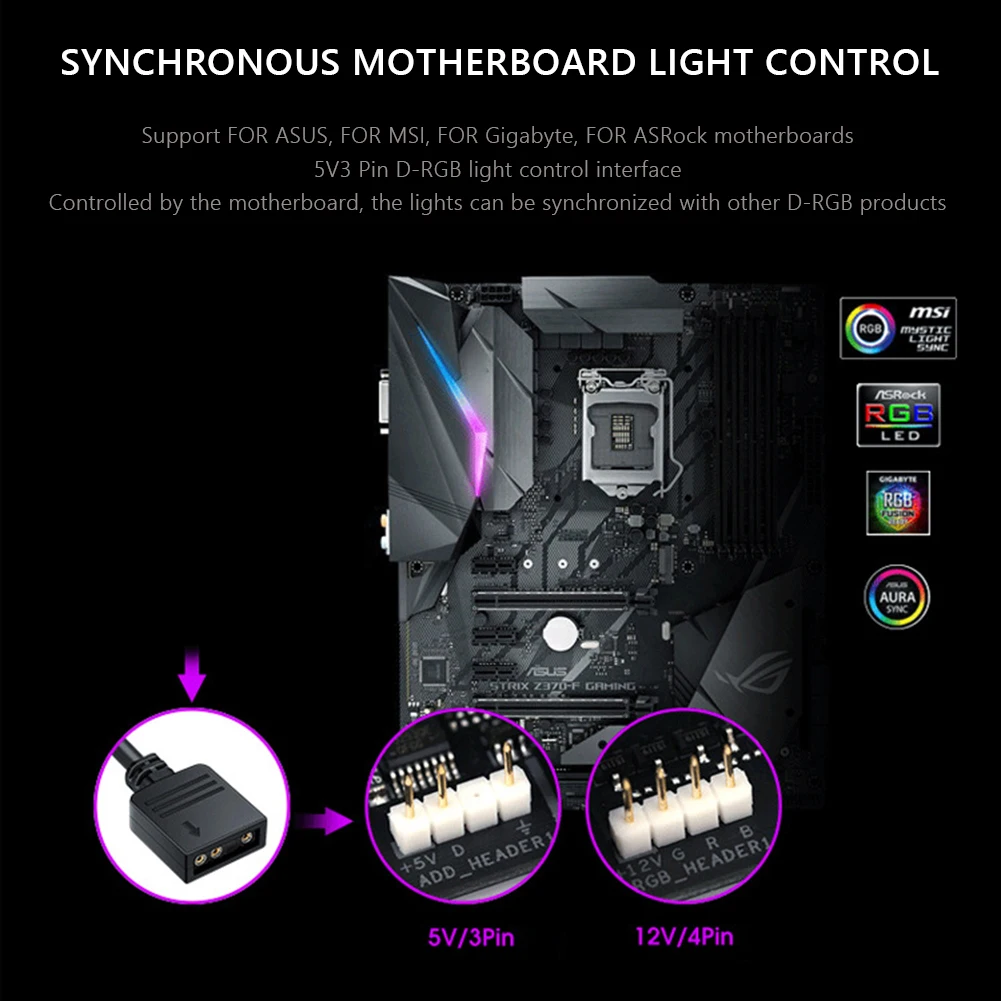 RGB 5 в 3-контактный разветвитель с кабелем для подключения к материнской плате |