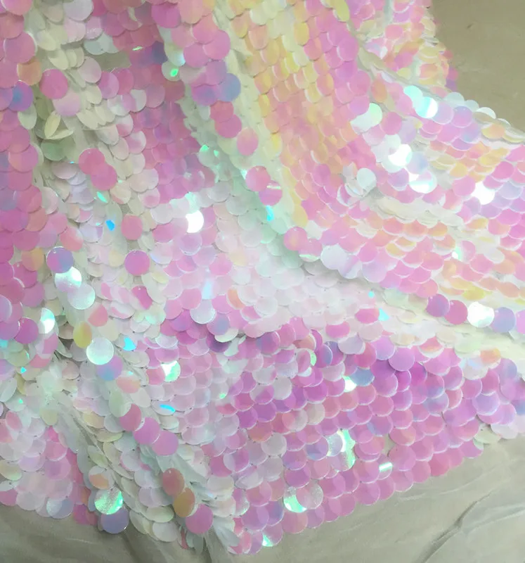 1Y/Lot Sequin Fabric Pink White Scales Encryption Sequins Mesh for Dress Net Background Cloth | Дом и сад