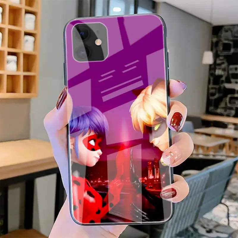 

Phone Case Tempered Glass For Iphone6plus 6S 7 7plus 8 X XS XSmax XR 11 12 Pro Max 12mini Ladybugs Cartoon Miraculers Girl