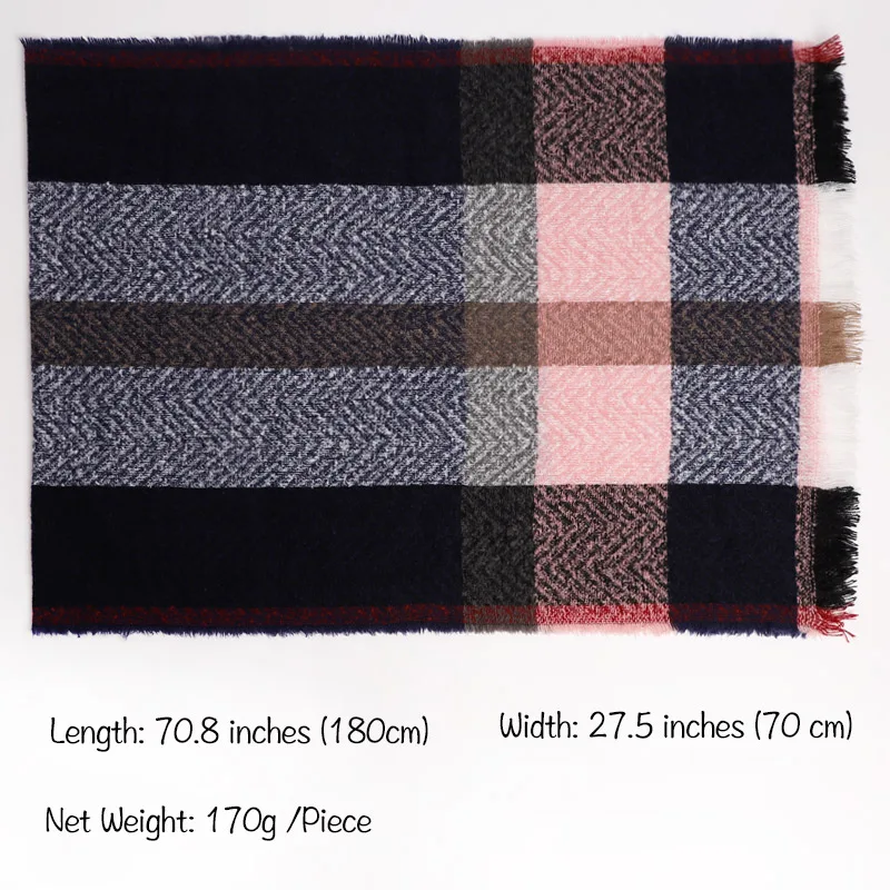 

2019 Winter Oversized Scarf Shawl Classic Plaid Scarf Women Fashion Knitted Tassel Tartan Scarf Men Cashmere Bufandas Hombre