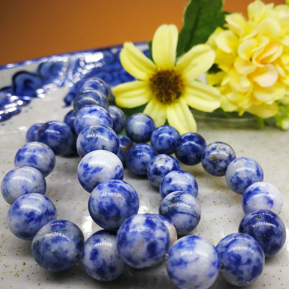 Популярные бусины из натурального камня белый и синий кальдалитовый камень для