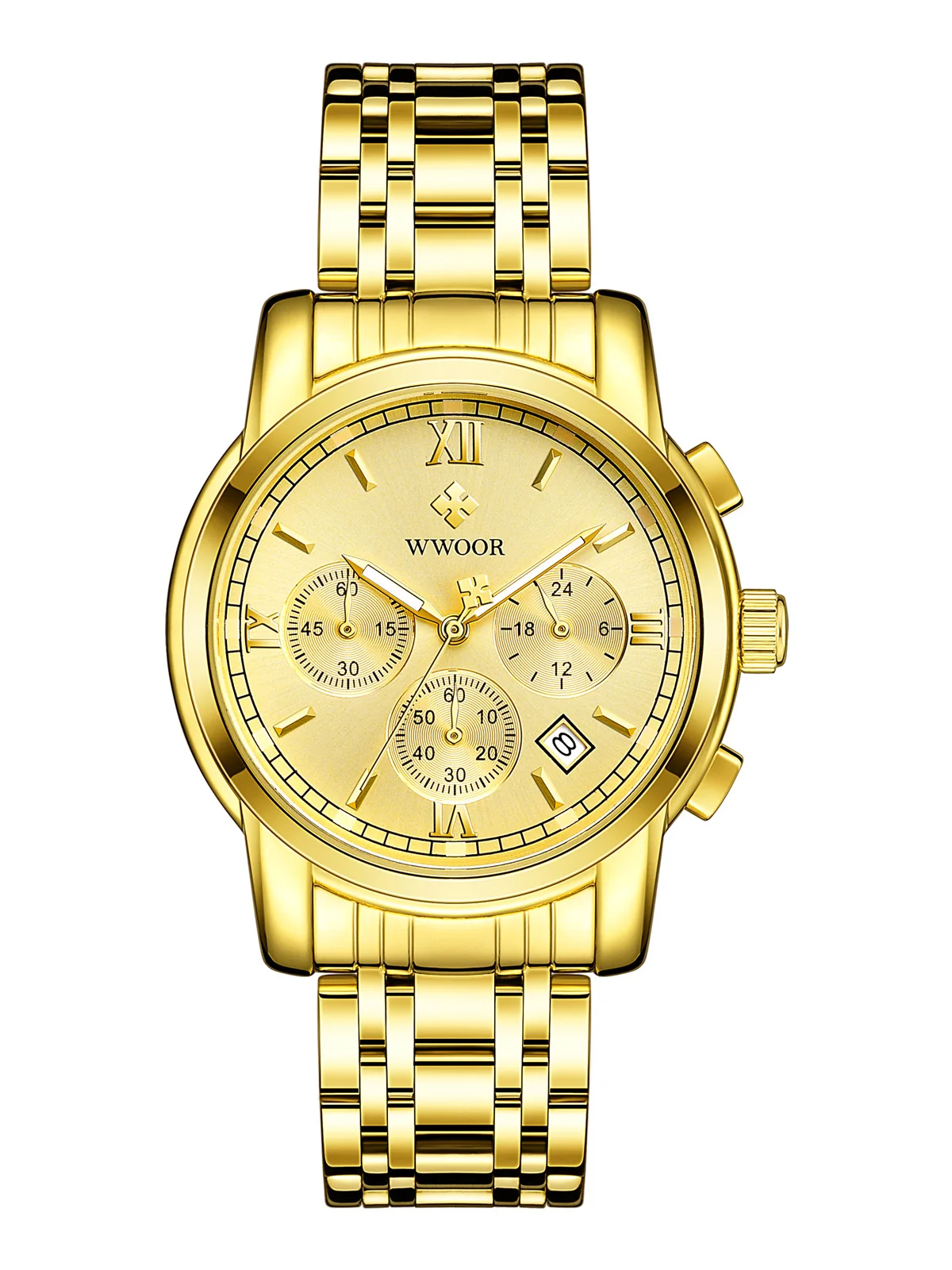

Часы WWOOR мужские наручные из нержавеющей стали, модные брендовые многофункциональные водонепроницаемые деловые
