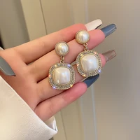 fashion shining rhinestone pearl earrings cool wind womens earrings elegant bride wedding party jewelry daily collocation