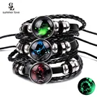 Многослойный кожаный браслет, Изящные Ювелирные украшения для мужчин и женщин, 12 созвездий, подарок на день рождения