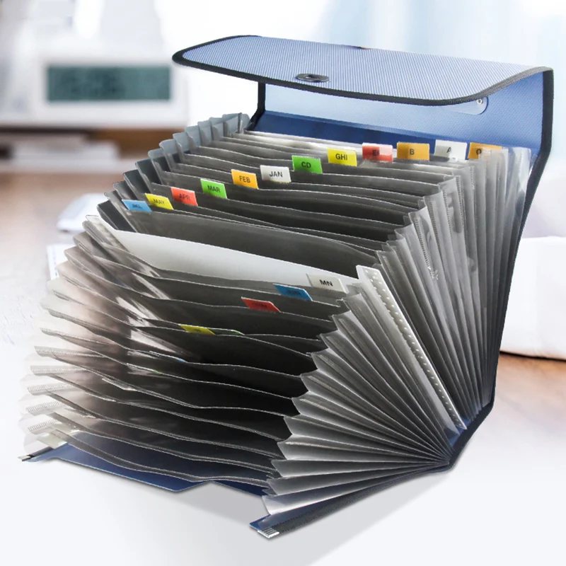 

26 Grid Portable File Packaging Student A4 Organ Bag Multi-Layer Magazine Clip Office Supplies Data Storage Bag