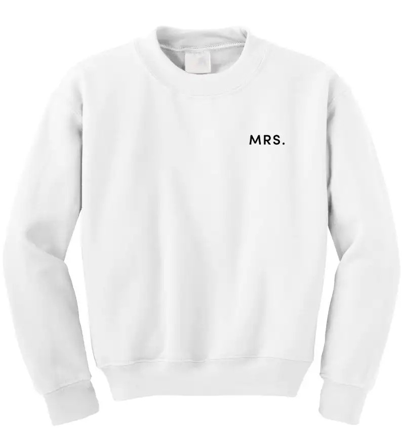 white t black MRS Кружки мистер и миссис просто женатый свитер помолвка анонс медовый месяц рубашка туристическая невеста, чтобы быть женихом соответствующие Топы Свадебный медовый месяц - Цвет: white t black MRS