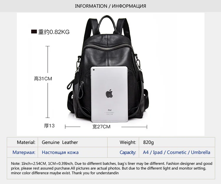 luxury genuine leather backpack women casual cow leather backpacks for travel gray ladies shoulder bag