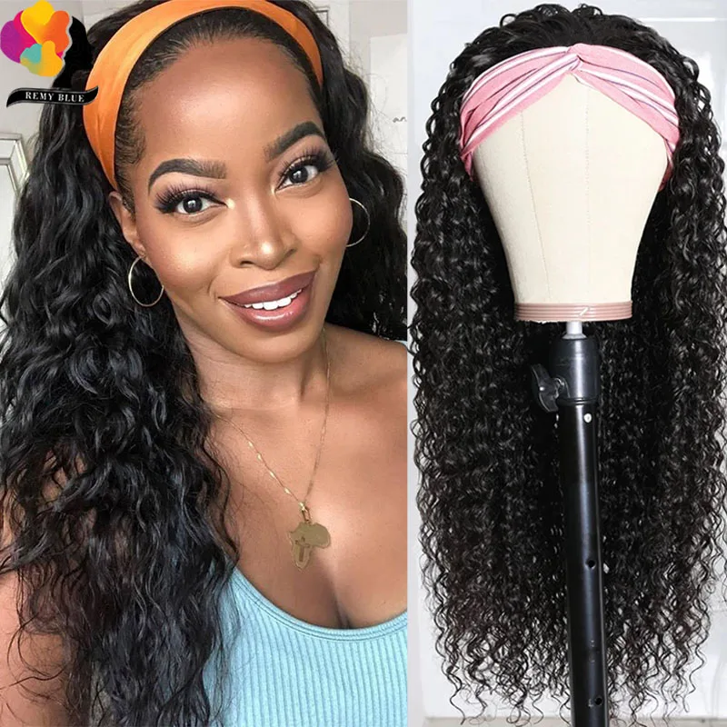 

Remyblue Water Wave Headband Wig Human Hair Wig 100% Natural For Black Woman Curly Brazilian Human Hair Full Machine Made Wig