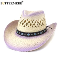 buttermere purple womens summer hat western cowboy hat handmade female wide brim sombrero sun protective beach sun hats