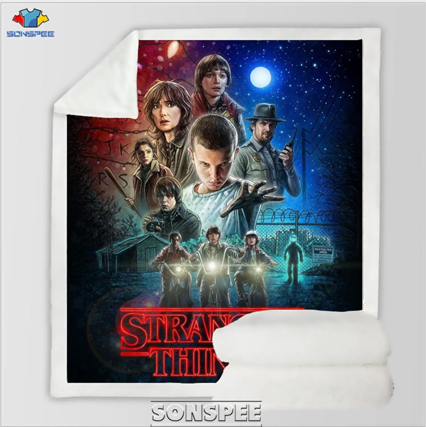 

SONSPEE Wearable Travel Bedding Stranger Things 3D Print Blanket Comfort Sofa Quilt Cover Velvet Plush Throw Fleece Blankets