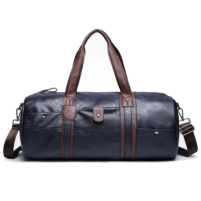 

Luxury Top Quality Pu Leather Travel Bags Cylinder Men Duffle Bag Luggage Waterproof Handbags for Men Bolsa De Couro b