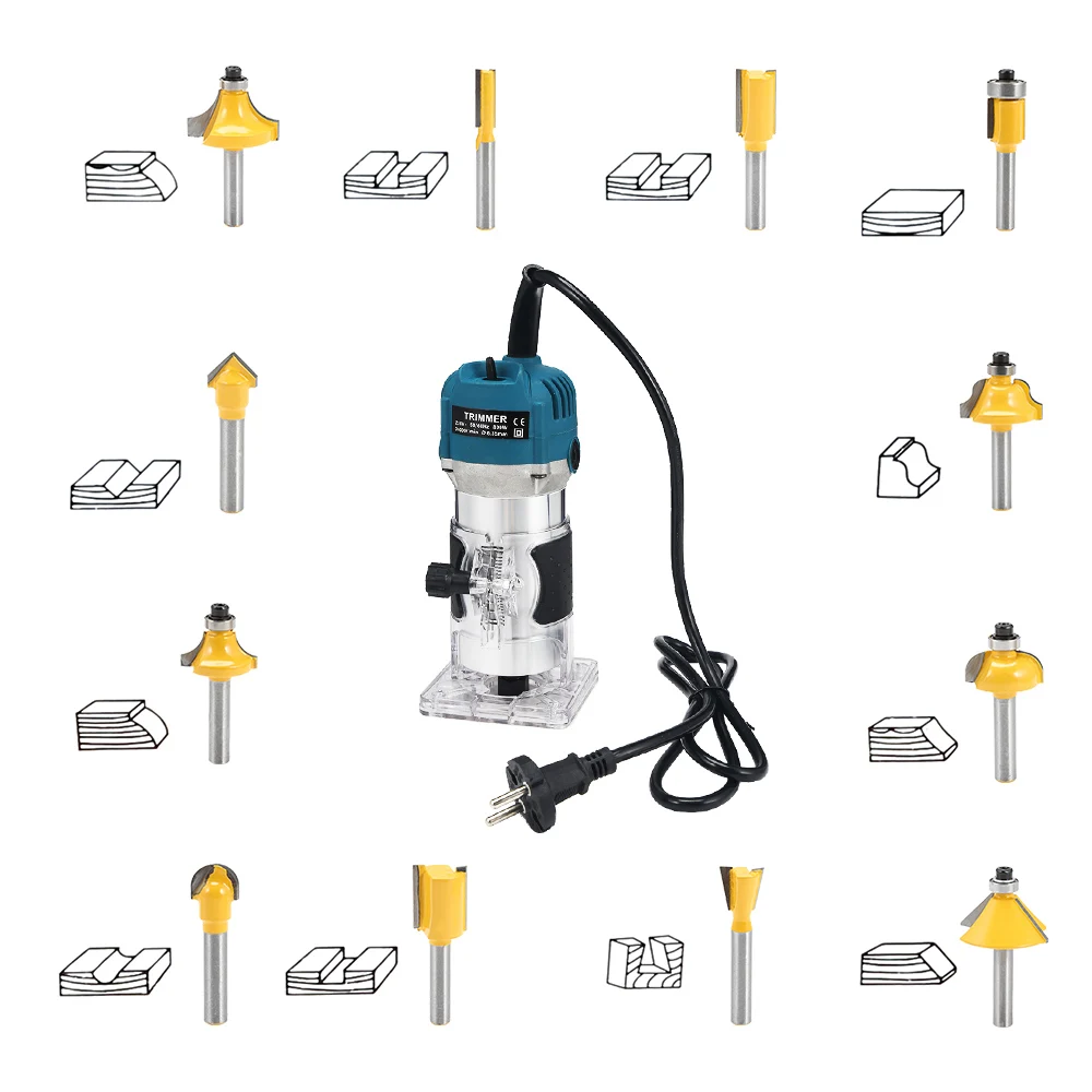 Электрический триммер 800 Вт ручной роутер для ламинирования кромок 1/4 дюйма
