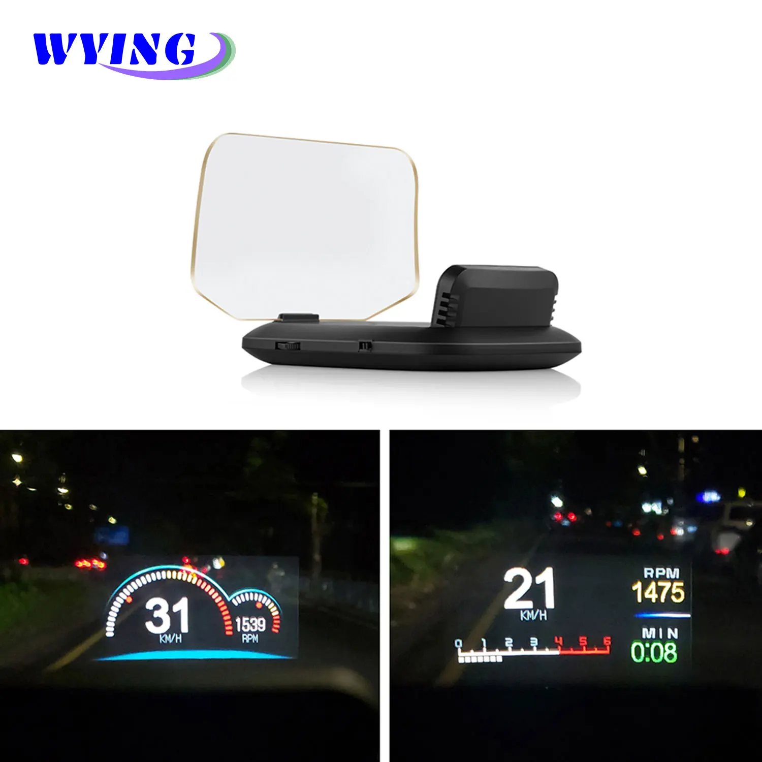 WYING C1 Mirror HUD New OBD2+GPS Dual Mode OBD2 Head Up Display Car GPS HUD Digital MPH KMH Speedometer Water & Oil Temp RPM