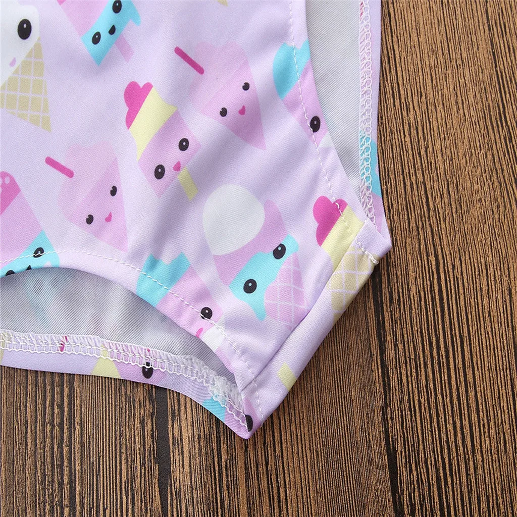 Милый Цельный купальник с цветочным принтом и рюшами Детский бантом для малышей