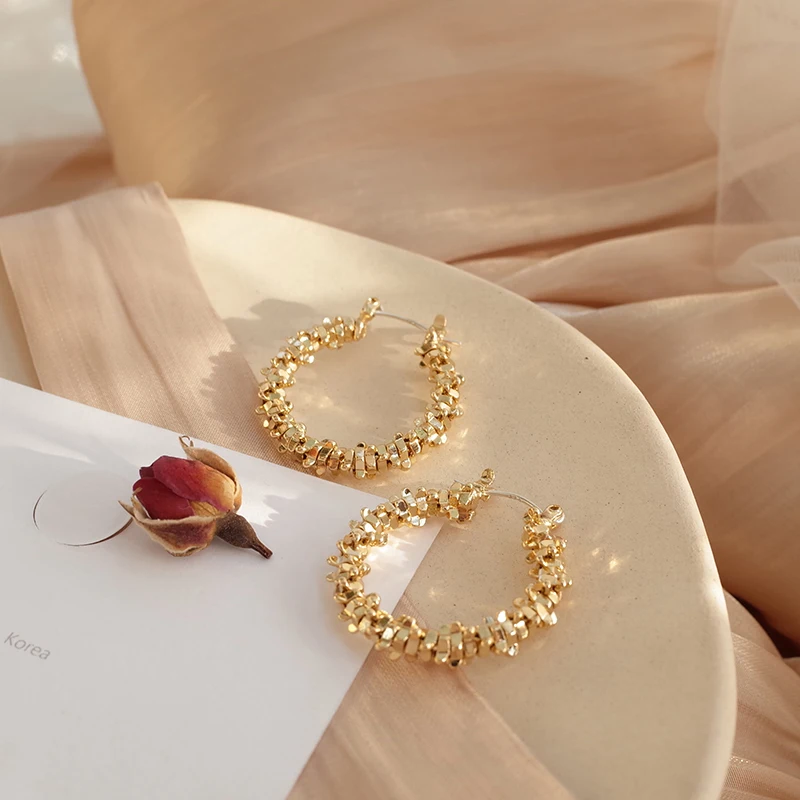 Женские Геометрические серьги кольца MENGJIQIAO новые винтажные золотистые круглой