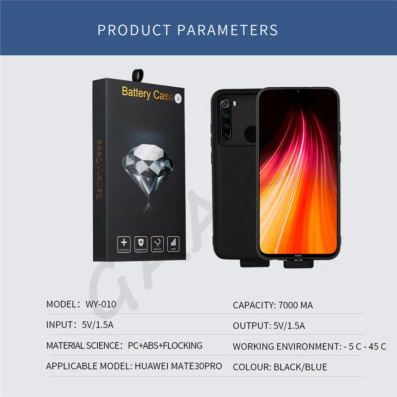 7000 мАч тонкая батарея чехол для Xiaomi Redmi Note 8 магнитный беспроводной внешний резервный чехол Redmi Note 8 Pro твердый блок питания