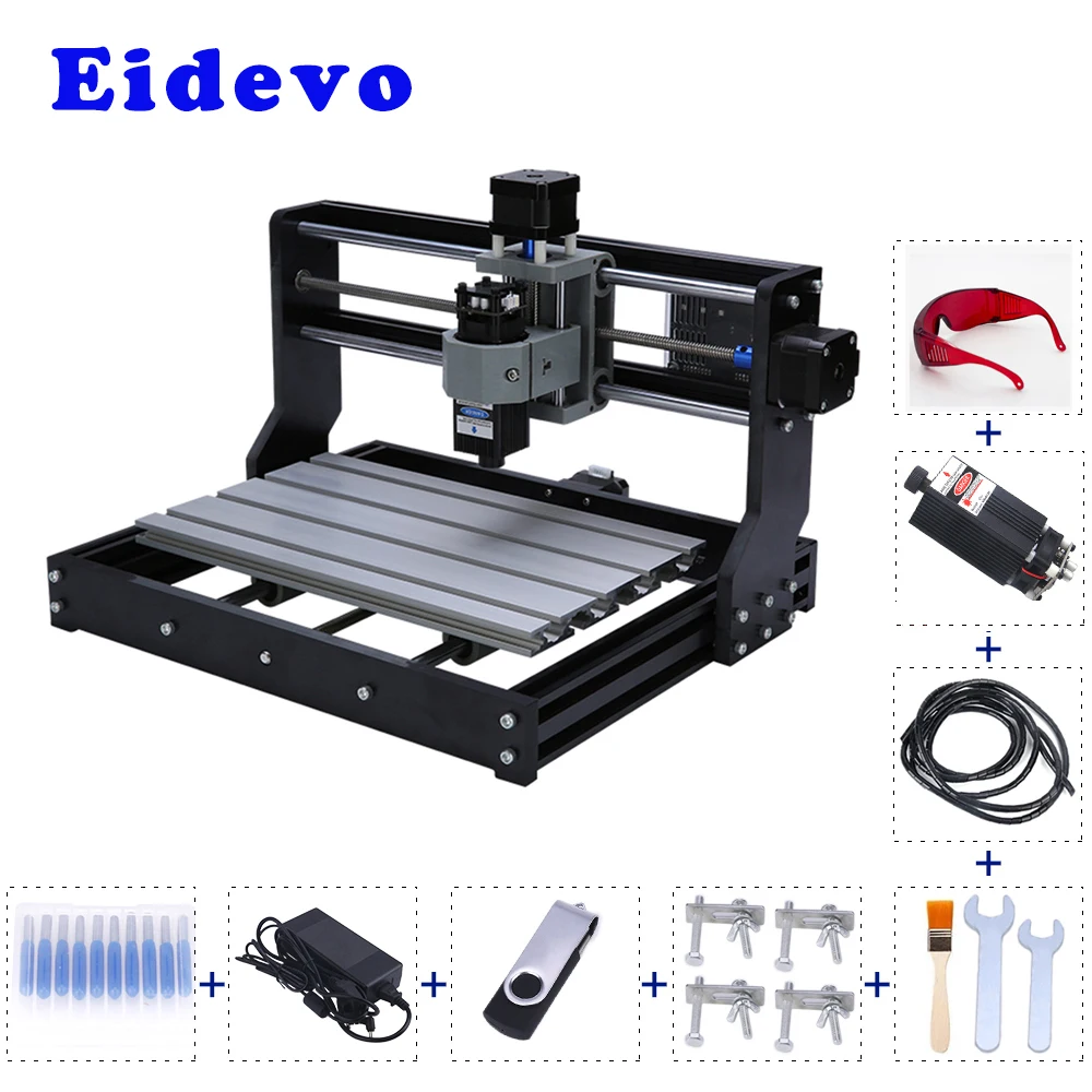 Лазерный гравировальный станок EIDEVO CNC 3018 Pro 24 В 5 А GRBL 1.1f|Фрезы по дереву| |