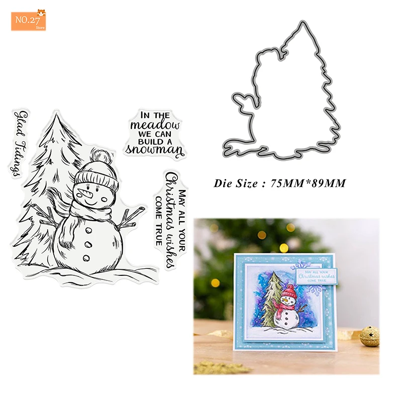 

2021 New Arrival Christmas Metal Cutting Dies and Snow Scene Clear Stamps for DIY Scrapbooking Album Embossing Decor Stencil