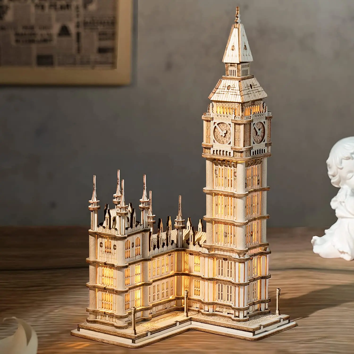 Robotime Rolife DIY 3D Tower Bridge Big Ben Famous Building Wooden Puzzle Game Assembly Toy Gift for Children Teen Adult | Игрушки и