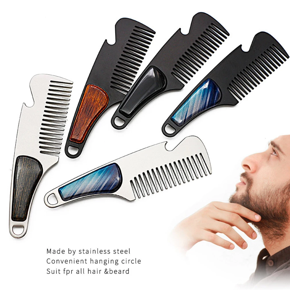 Мужская Расческа для бороды долговечная нержавеющая сталь рога борода щетка