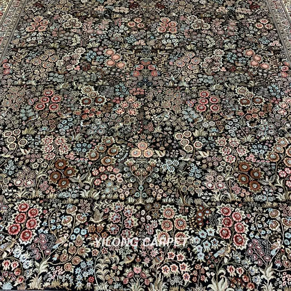 Kopen Yilong 8.6 'x10. 'Handgeknoopt Zijde Perzisch Tapijt Handwerk Duurzaam Blauw Tapijt (HF377H)