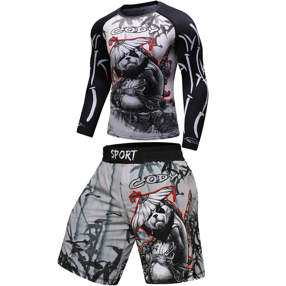 Комплект одежды для ММА компрессионные штаны из Джерси и с 3D принтом Rashguard Bjj