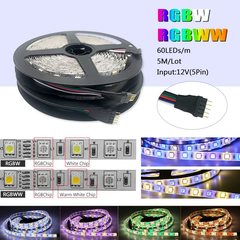 Светодиодная лента 5050 DC12V 60 светодиодов/м светильник RGB RGBW 300 светодиодов 5 м/лот|kit