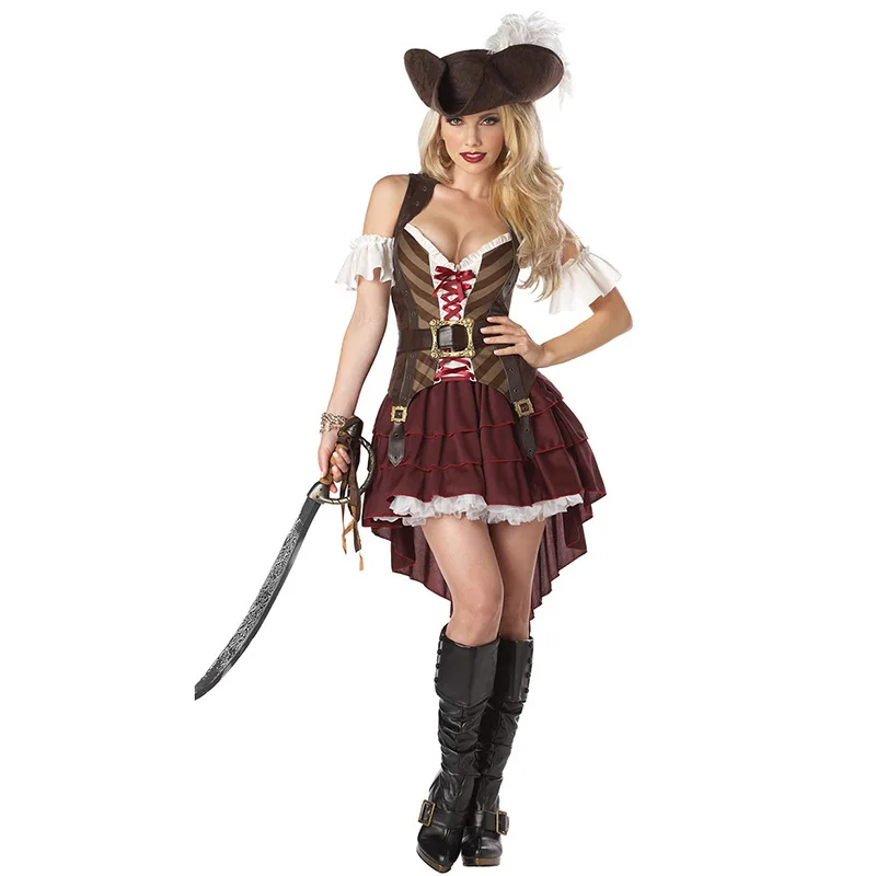 

Halloween Caribbean Captain Jack Sparrow Pirate Cosplay Costume Day of the Dead Horror Vampire Gothic Fancy Dress