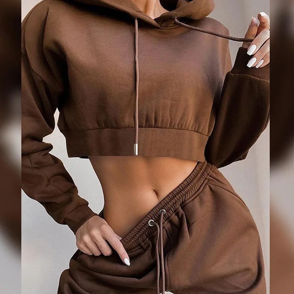

European and American plus velvet sweater suit female plus size female sports and leisure two-piece suit