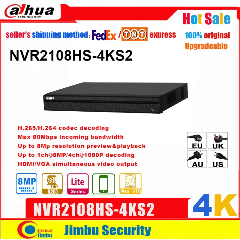 Сетевой видеорегистратор Dahua NVR компактный 1U Lite 4K H.265 NVR2108HS 4KS2 8CH до 8MP разрешение