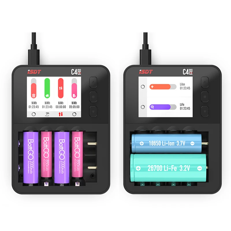 Новое умное зарядное устройство ISDT C4 EVO с USB выходом для литий-ионных батарей 18650