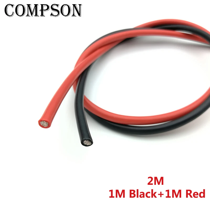 1 метр Черный и Красный силиконовый провод 10AWG 12AWG 14AWG 16AWG 18AWG термостойкий мягкий