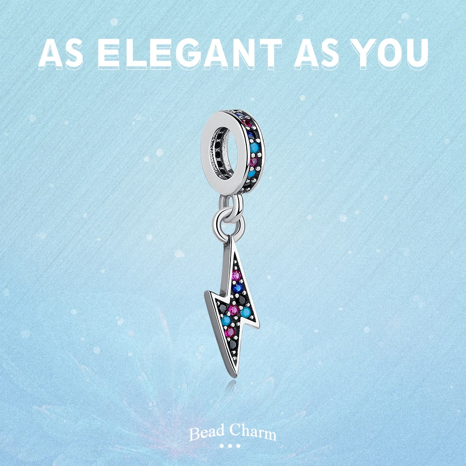 2019 новые серебряные бусины 925 пробы с украшением в виде кристаллов молний Серьги