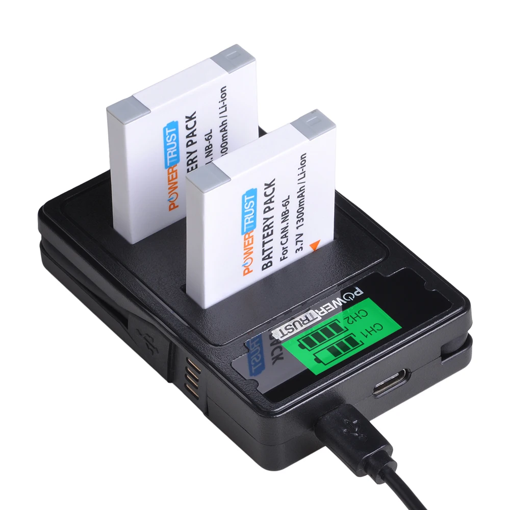 

NB-6L NB-6LH NB 6L Battery and LCD Charger for Canon Powershot S120 SX510 HS SX280 HS SX500 is SX700 D20 S90 D30 ELPH 500 SX270