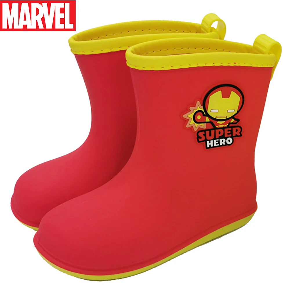 Marvel Children's Cartoon Rain Boots For Boys Lovely Iron Man Captain America Print Middle Boot Kids Waterproof Outdoor Shoes