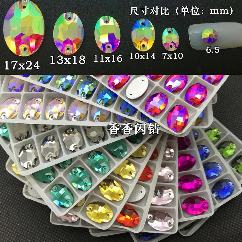 TopStone K9 Кристальный Овальный пришитый горный хрусталь прозрачный цвет AB плоская