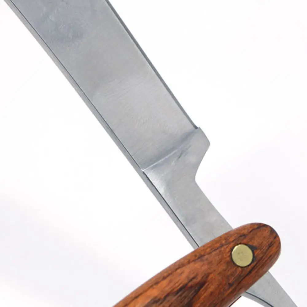 Мужская Ручная бритва с зеркальной отделкой лезвия для парикмахера деревянная