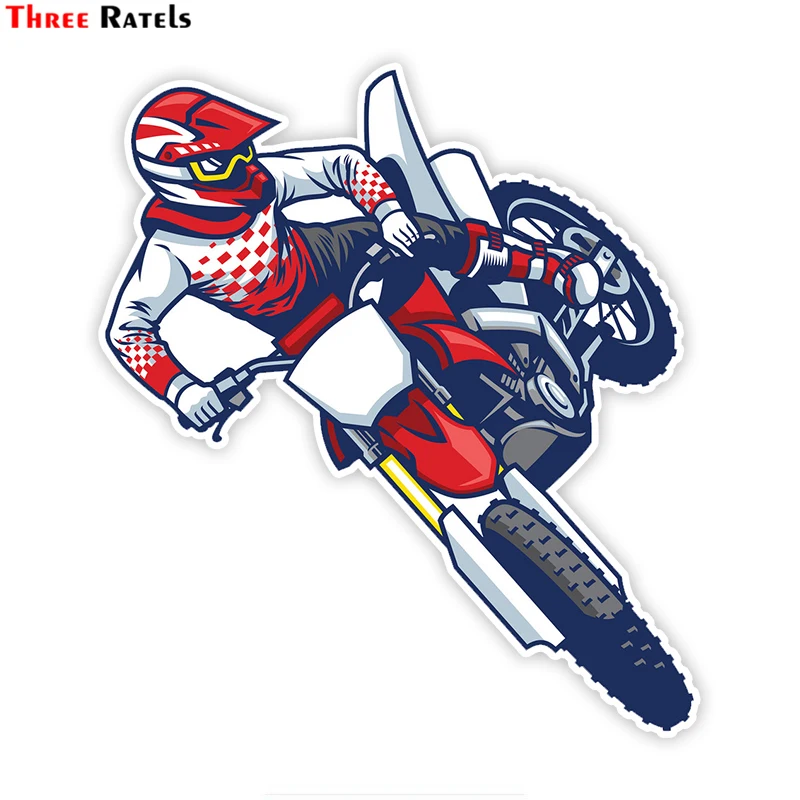 

Three Ratels LCS028# 15x16cm motocross rider doing jumping colorful car sticker funny car stickers styling removable decal