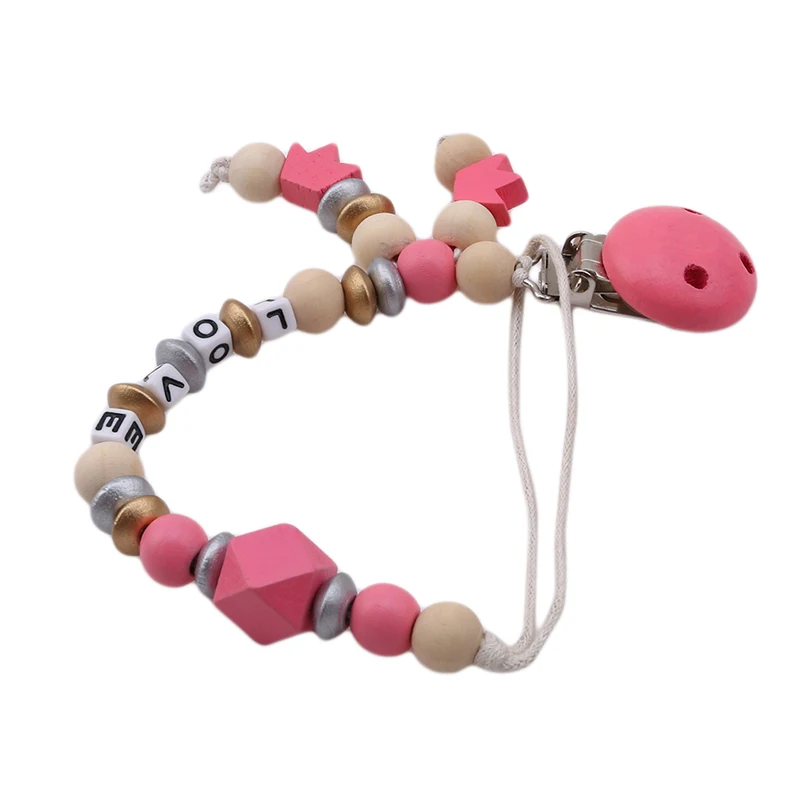 Деревянные зажимы для пустышки с надписью LOVE нетоксичные держатель детской