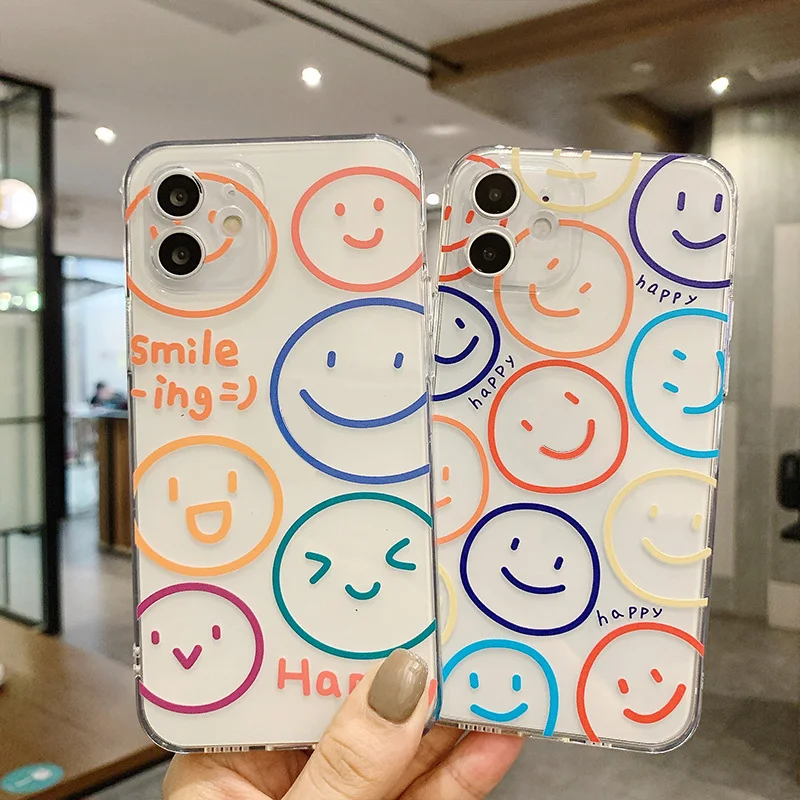 

New Kawaii Cartoon Smile Phone Cases for iPhone 11 Case XS 12 13 Pro Max Mini 7 8 Plus X XS XR Case Phone Covers Free Shipping