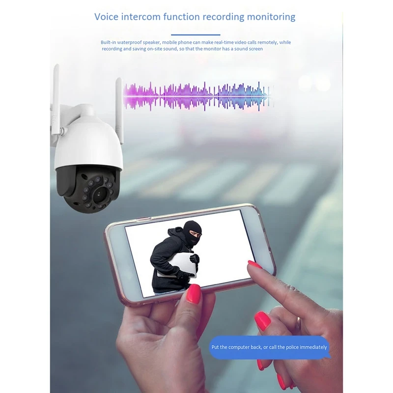 

5 Million Outdoor Waterproof HD Wireless Network 2K Dome 32G Surveillance Network Camera Dual Light Source (EU Plug)