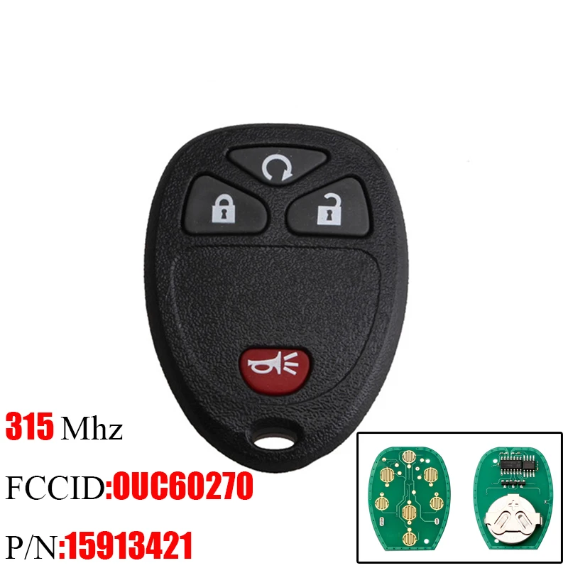 4 кнопки дистанционного ключа автомобиля DIY для Chevrolet AVALANCHE SILVERADO TAHOE 2007 2014 OUC60221