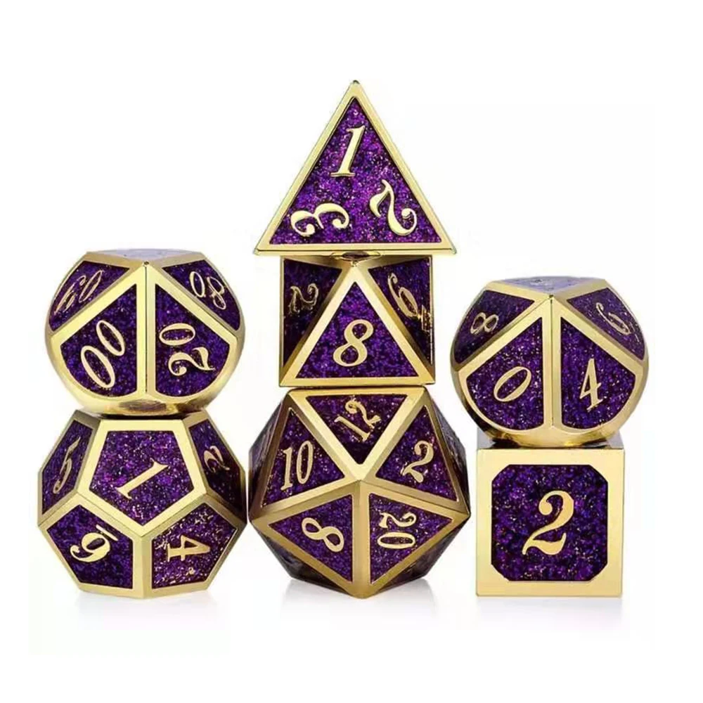 

starlight metal dice dnd dices set rpg polyhedral solid dice game table games d4 d6 d8 d10 d12 d20 Zinc alloy d&d dices 7pcs