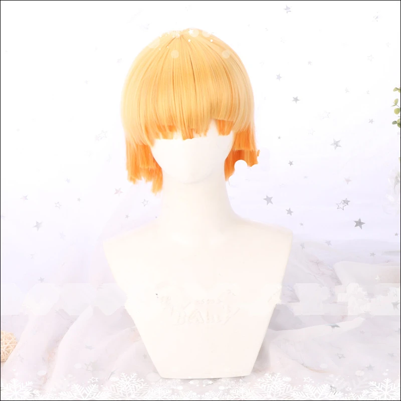 Demon Slayer: Kimetsu no Yaiba Cosplay Kamado Tanjirou Wig Agatsuma Zenitsu Unisex Curly Fuffy Hair Wigs Party Halloween Props
