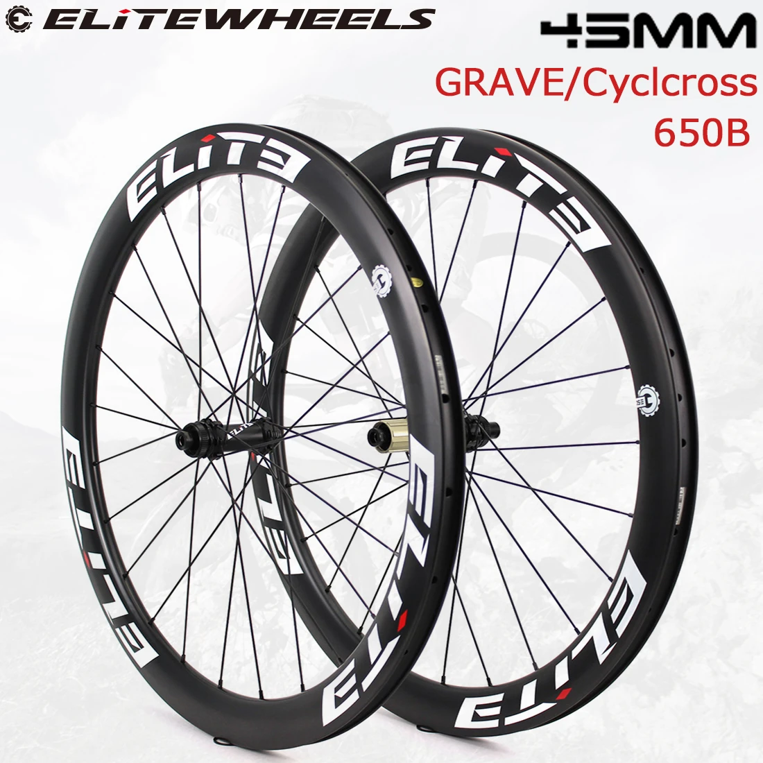 ELITEWHEELS дорожный дисковый тормоз Углеродные колеса 650B гравий колесная 45*30 мм