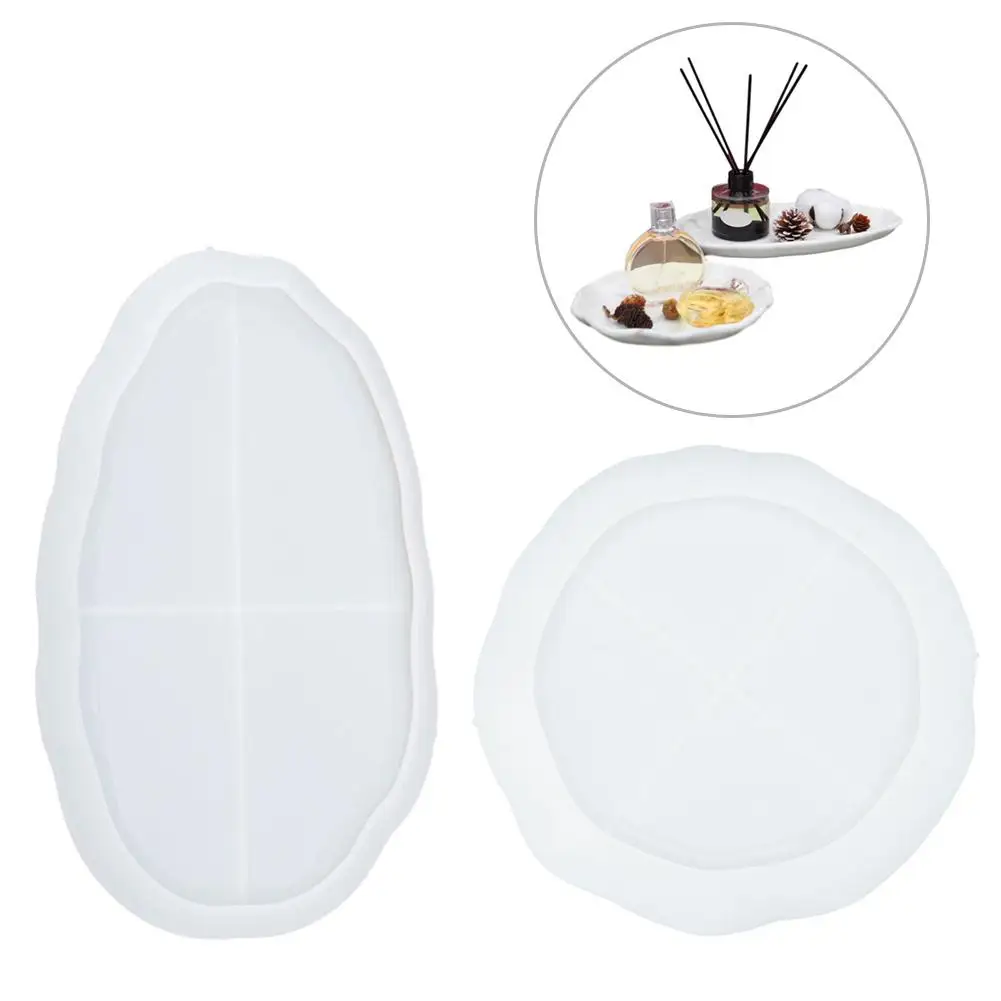 

Handicraft Cosmetic Tray Entrance Shelf Non-standard Oval Round Epoxy Resin Mirror Mold Designer Concrete Molds Cement Mold CH